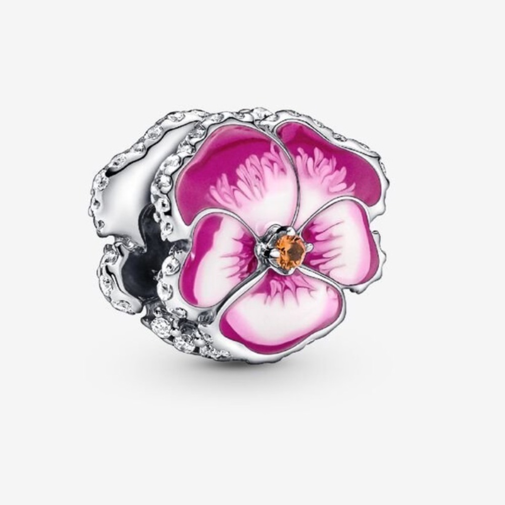 Pandora Pink Pansy Flower Charm
